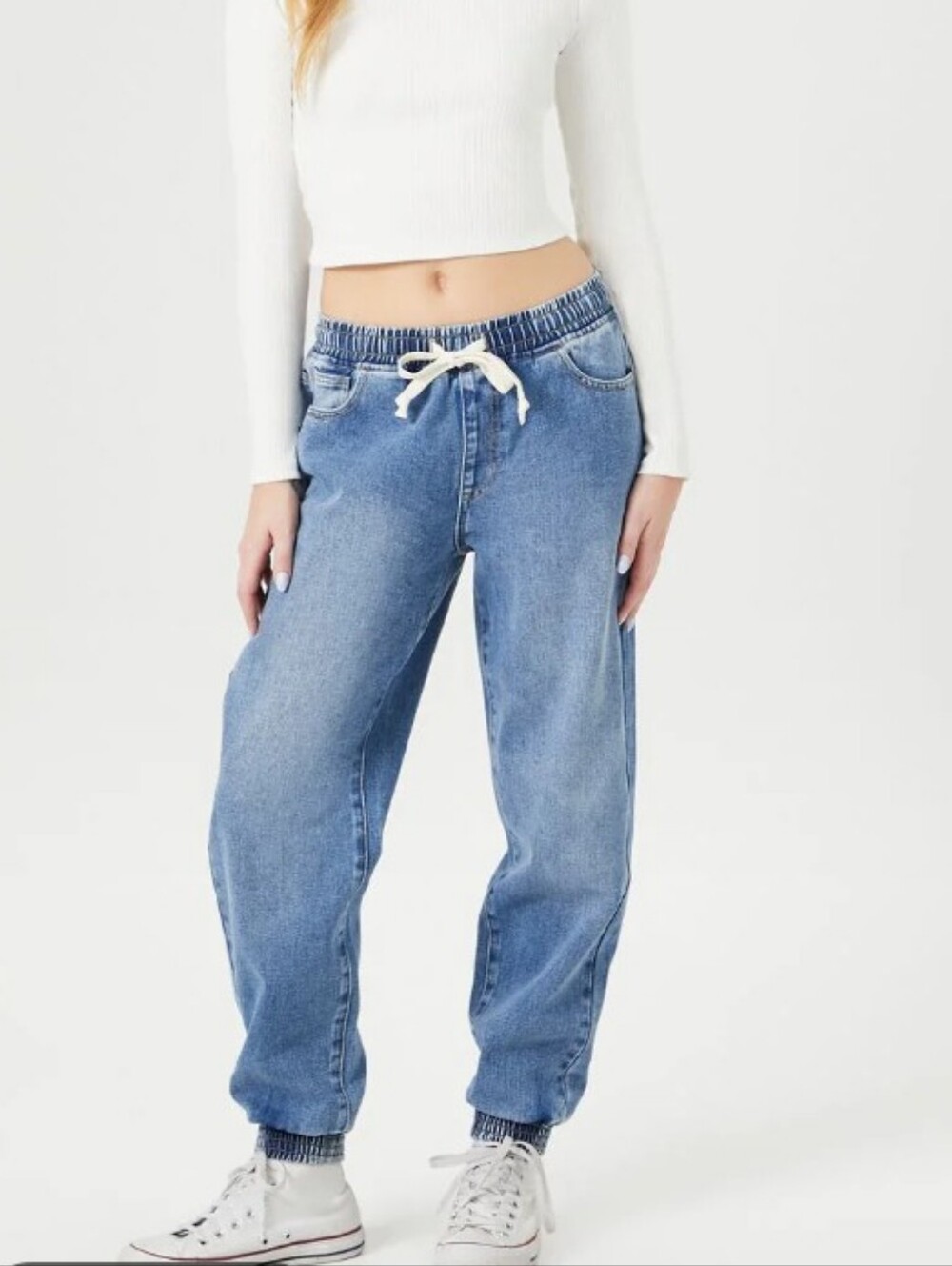 Forever 21 Jean Joggers Drawstring Sz M